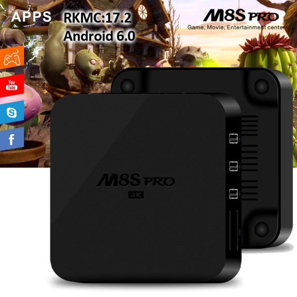 TV BOX M8S pro 4K RK3229, KODI 17 2, Android 6 0, 2GB RAM, 8GB ROM, H.264 H.265 10Bit, WIFI, LAN, HDMI, Miracast - DualStore
